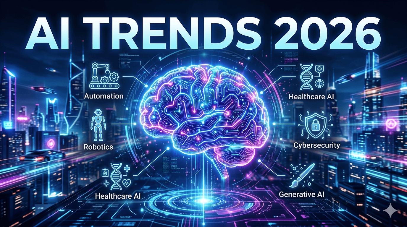 Top AI Trends to Watch in 2026 futuristic artificial intelligence technology concept